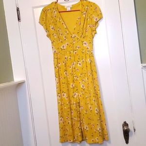 Floral, button down, princess midi dress, size M